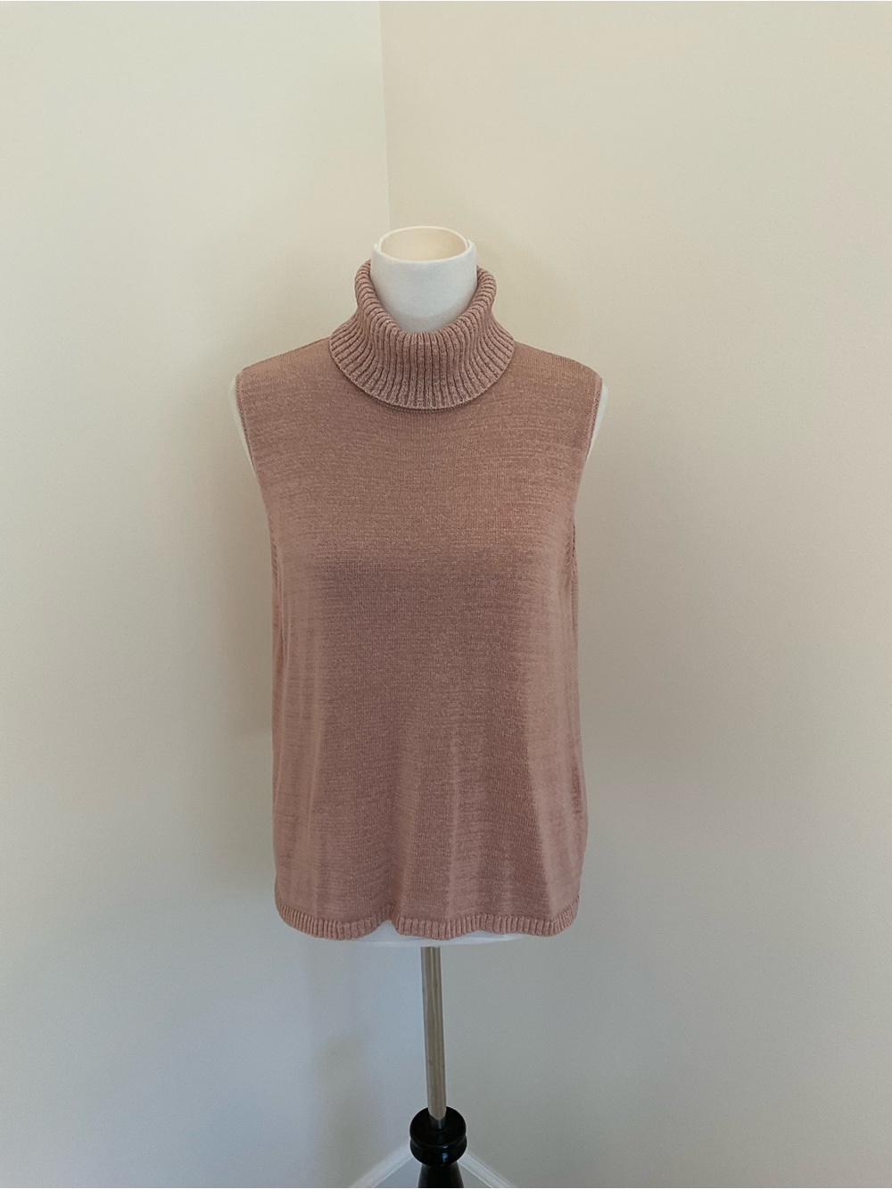 Josephine Chaus Dusty Rose Sleeveless Turtleneck Sweater
